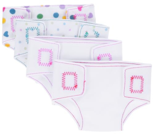 Abaodam Pañales de Tela Reutilizables para Muñecas 18 Pulgadas, 4 Piezas Color , ,, Accesorios Ropa Interior para Muñecas, Ideales para Juegos y Disfraces