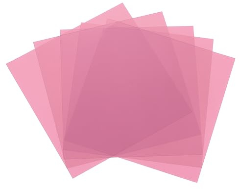 QUARKZMAN 5 stycken färgglada plastfolie, transparent bärnstensfärgad gel färgkorrigering vattentät ljusfilter 2 x 2 tum ark för gör-det-själv hantverk, LED-belysning, foto (rosa)