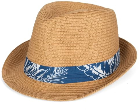 Woodland Leathers Panama Fedora Trilby Straw Sun Hats for Men, Beach Sun Cap Linen Panama Hat, Foldable Panama Hat for Holidays, Smart and Casual Occasions