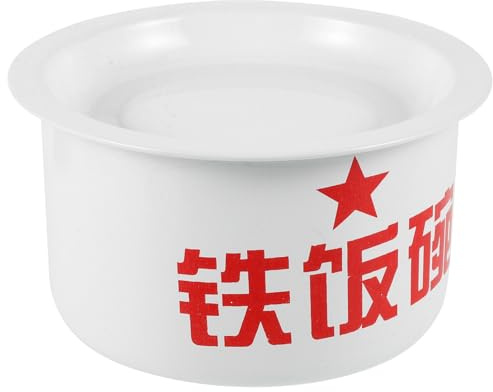 MAGICLULU Cuenco Esmaltado Retro para Ramen y Sopa con Tapa y Asa, Ligero y Práctico, Adecuado para Oficina y Dormitorio Universitario, Material de Esmalte Duradero