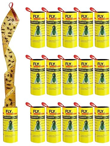 16 Pack Pesticide Free Fly Paper Strips, Sticky Fly Catchers Set Fruit Trap Insect Sticky Trap for Indoors and Outdoors Use