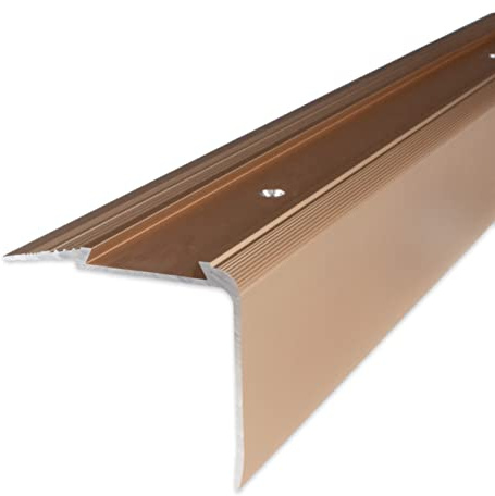 PROVISTON | Trappkant | Aluminiumanodiserad | Bronsljus | Bredd 58 mm | Höjd 45 mm | Längd 1000 mm | Borrade | Trappkantprofil | Trappvinkel | Vinkelprofil | Kombinera vinkel | 1 del
