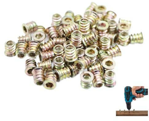 30 Pièces Insert Fileté Bois M5,Hexagonaux Metal Filet Inserts,pour Inserts Filetés de Écrous à Enfoncer Meubles en Bois