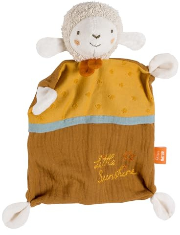Fehn pañuelo de Peluche Oveja Sunshine – Compañero de Juegos y Peluche de algodón de Cultivo ecológico - con Eslogan Bordado Individualmente - para bebés y niños pequeños a Partir de 0+ Meses
