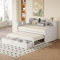 Merax Kinderbett 90 x 200 cm, Schlafsofa mit 90 x 190 cm Ausziehbett, aus Holz, Schlafsofa mit USB-Steckplätzen und Aufbewahrung, für Jungen, Mädchen, Weiß (ohne Matratze)