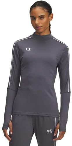 Under Armour Women's Challenger Midlayer, Soft and Comfortable Long-Sleeved Top with Thumbholes, Women's Sports Top Layer for Training and Workouts,Castlerock / / White,MD