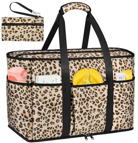 LUROON Strandtasche XXL Familie mit Reißverschluss, Badetasche Große Damen Faltbare Badetasche XXL Familie Leicht Beach Bag Schwimmbadtasche für Strand Pool Picknick Reisen 50 * 35 * 20cm