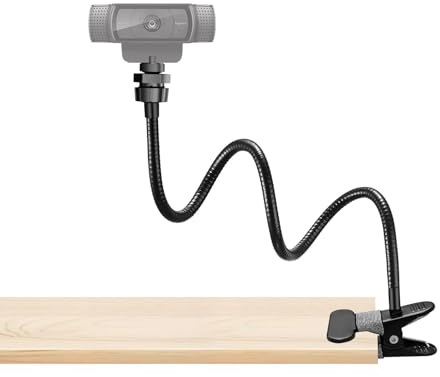 LenTok Webcam Stand Phone Mount for Desk, Gooseneck Desktop Tripod & Tabletop Phone Holder with Clamp & 1/4 Thread, Compatible with Action Camera GoPro C922 C930e C920S C920 615 C960 C920x Brio