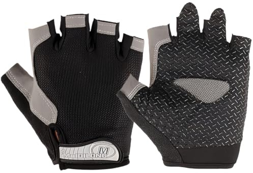 MUNZE Gants De Fitness, 1 Paire Pour Homme Et Femme, Pour Musculation, Gym, Cyclisme, Haltérophilie, Gris-Noir, Taille L (Largeur Paume 8-9,5 Cm)