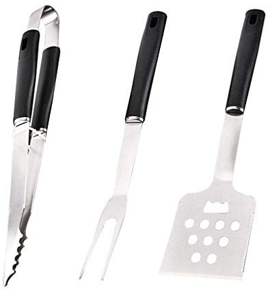 Tubayia Ensemble de Couverts pour Barbecue avec Pelle + Pince à Barbecue + Fourchette pour Barbecue