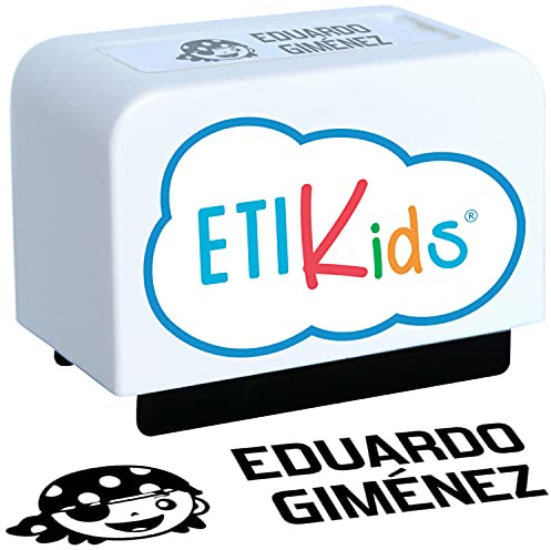 Sello para ropa de niños personalizado. Marcador de nombre infantil para guardería y colegio. Sello para libros. Resistente lavado. Incluye rollito para ropa oscura.