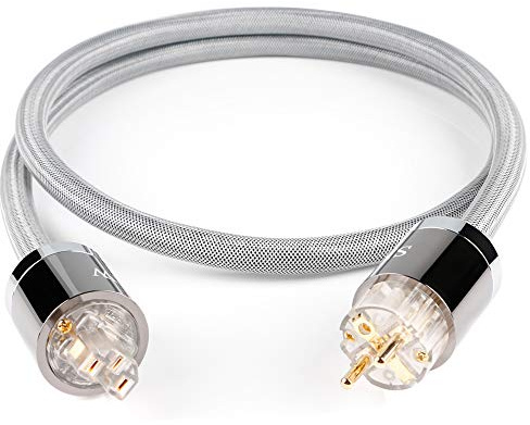 SKW Audiophile Câble d'alimentation Haut de Gamme, câble d'alimentation avec Prise Schuko, Prise EU pour Caisson de Basses, amplificateur, DV/AV (1M, Gris)