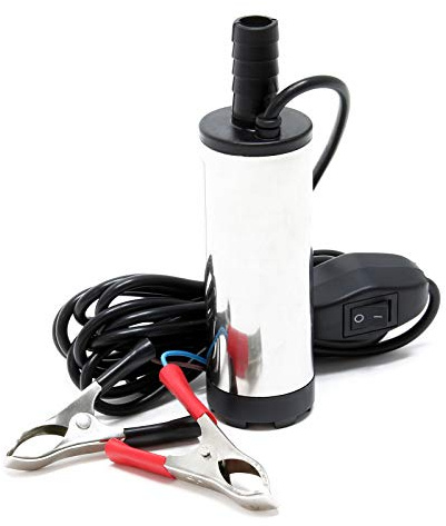 Wiltec Mini Pumpe 12 l/min 8700 U/min 12 V, 16 mm Auslass, Tauchpumpe für Wasser und Dieselöl, zum Ablassen von Flüssigkeit, Entwässerung, Umpumpen