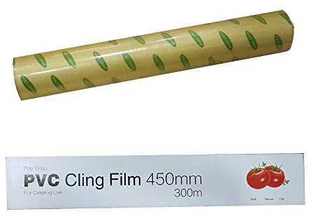 Poly-Wrap Catering Use PVC Cling Film 450mm x 300m Majestic Sharp Cutting Edge Fridge Freezer Microwave
