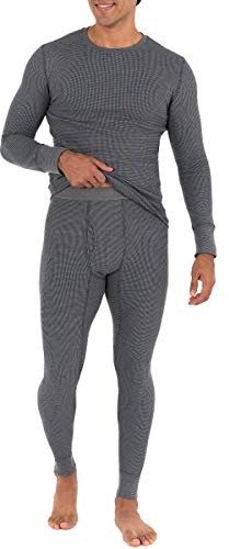 Fruit of The Loom Men's Recycled Waffle Thermal Underwear Set (Top and Bottom), Greystone Heather, 2X-Large
