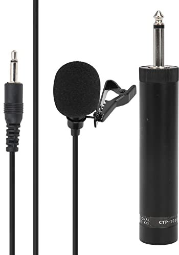 Pwshymi 10 Meters Lavalier Microphone, Omnidirectional Lapel Mic Clip on Condenser Microphone for Musical Instrument