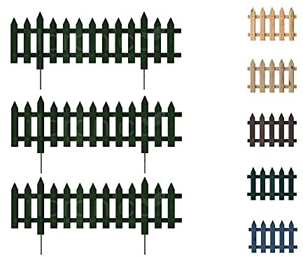 Floranica 3 pièces clôture décorative à piquets 100 cm de long avec poteaux métalliques clôture pour jardin ou potager hauteur 40 cm vert