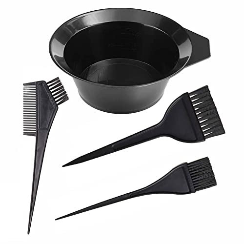 Hair Colouring Dye Tools Hairdresser Beauty Salon Brushes Tint Kit Professional Colouring Bleach Bowl For Cream Mixing Bleaching Treatment Double Sided Comb Men Women (4pc)