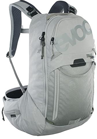 EVOC TRAIL PRO SF 12l Rucksack für Trailriding & Renneinsätze, Backpack (leichter Fahrradrucksack, LITESHIELD PLUS Rückenprotektor, 2l Trinkblasenfach, Größe: XS), Steingrau