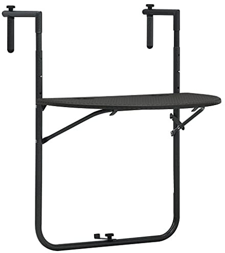 ZHOUMIN Petite table suspendue de balcon, petit balcon, mobilier de balcon, mobilier de balcon, table de jardin, petite table, marron, 60 x 64 x 83,5 cm, plastique aspect rotin