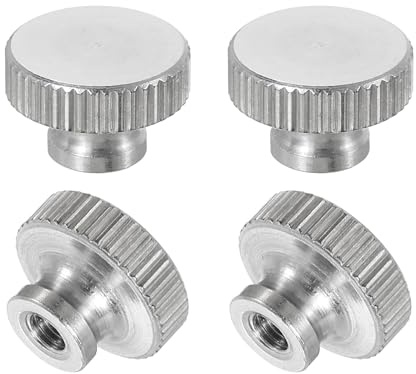 QUARKZMAN Gerändelte Daumenmuttern, 4 Stück M3 x D11mm x H7mm Edelstahl Runde Knöpfe Befestigungselemente Blindloch Hand Schraubenmutter Silber für 3D-Drucker Teile, Maschinenwerkzeuge