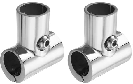 sourcing map 2 Pcs Boat Handrail Fitting, 3-Way Pipe Connector Tee Split 316 Stainless Steel Tube Connecting for 7/8inch O.D.Tube Shelves, Display Racks