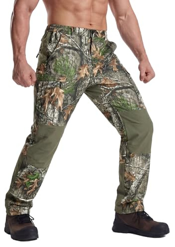 LOOGU Camo Hunting Pants for Men Ripstop Water-Resistant Mens Camo Turkey Hunting Pants with 7 Pockets