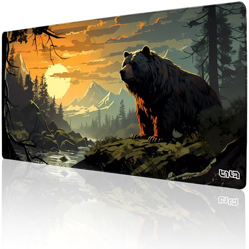 Tilt Premium Mauspad 1000x500x4mm Gaming Mousepad XXL | Rutschfester Schreibtischunterlage Groß für Schreibtisch und PC Gadgets | Wasserdichter Desk Mat (Bear Forest)