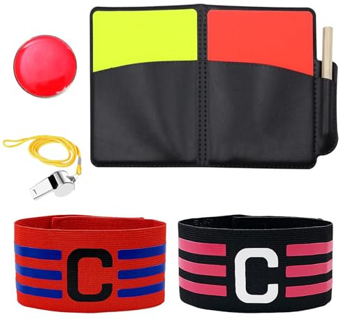 POPAPIE Schiedsrichter Set,FußBall Schiedsrichter Karten mit Schiedsrichter Pfeife und 2 Kapitänsbinde Rote und Gelbe Karte Fussball Schiri Set für Fußballspiel Schulsport Sport