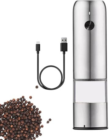 Molinillo de pimienta eléctrico, molinillo de sal recargable por USB, pimentero, núcleo de molienda de cerámica, grosor ajustable, máquina de molienda de pimienta portátil para cocinas