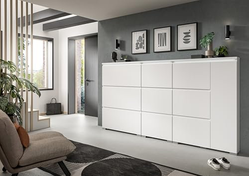 xonox.home Schuhsystem Shoelove Schuhschrankkombination Schrank-Set Schuhschränke Schuhaufbewahrung Set Kombination in weiß Nb., ca. 250x133x18 cm