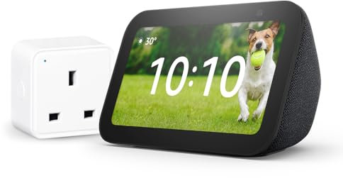 Echo Show 5 (3rd generation) | Charcoal + WiZ Smart Plug, Works with Alexa - Smart Home Starter Kit