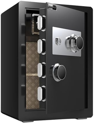 Cassaforte Combinazione di Quadranti Meccanici Cassetta Sicurezza Grande con Chiave Safe per Casa, Ufficio, Hotel(Black,70CM/28IN)