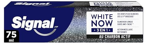 Signal White Now - Dentifrice 3 en 1 - White Boost - Charbon Actif - Blancheur Longue Durée Anti-Tache - Action Micellaire Nettoyante - 2x75ml