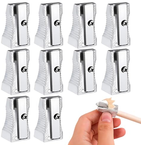 10Pcs Bleistiftspitzer Einloch Bleistiftspitzer Anspitzer Manuelle Metall Ein Loch Anspitzer FüR Die Meisten GrößEnstifte Silber Metallkeil-Anspitzer FüR Erwachsene Bleistifte Kinder Schulen BüRos