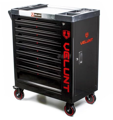 DSD TOOLS Steel Tool Chest Trolley Cabinet Fully Loaded Workshop Tool Box on Castors with Lockable Storage and Easy Mobility (Blue)