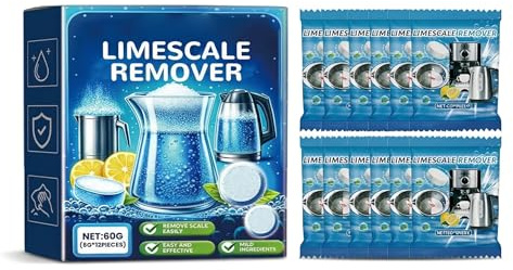 Pastilles de Nettoyage Puissantes pour Bouteilles, Détartrant pour Bouilloire, Élimine le Calcaire et les Dépôts, Usage Domestique Entretien Quotidien Tous Types Bouilloires, Paquet de 12