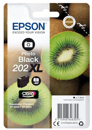 Epson Original 202XL Tinte Kiwi (XP-6000, XP-6005, XP-6100, XP-6105), fotoschwarz