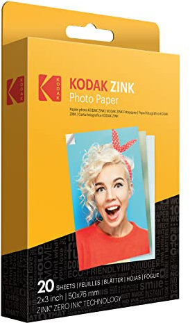 Kodak 2 x3 Premium Zink Fotopapier (20 Blatt) Kompatibel mit Kodak PRINTOMATIC-, Kodak Smile- und Step-Kameras und -Drucker