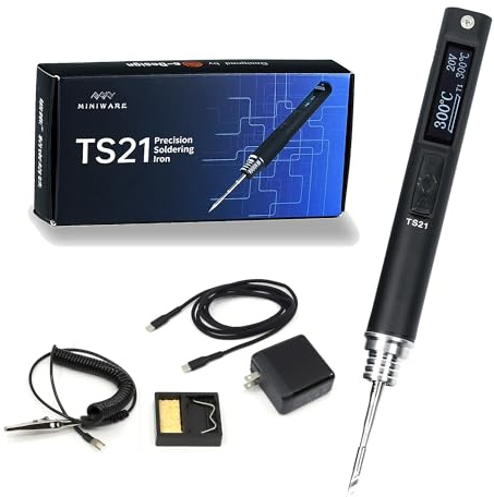 NovelLife TS21 Precision Soldering Iron Kit,Adjustable Temperature USB Electric Welding Station,Digital OLED Screen Display with KU Solder Tip,45W PD Charger Type C Power Cable, ESD Ground Clip