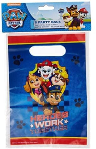 Amscan 9903822 - Partytüten Paw Patrol, 8 Stück, Größe 23,4 x 16,2 cm, Mitgebsel, Kindergeburtstag