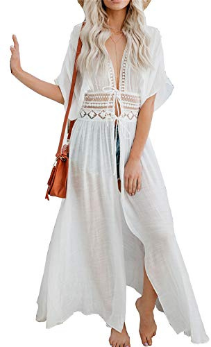 L-Peach Donna Floreale Pizzo Kimono Abito da Spiaggia Parei Copricostume Copribikini Cover ups