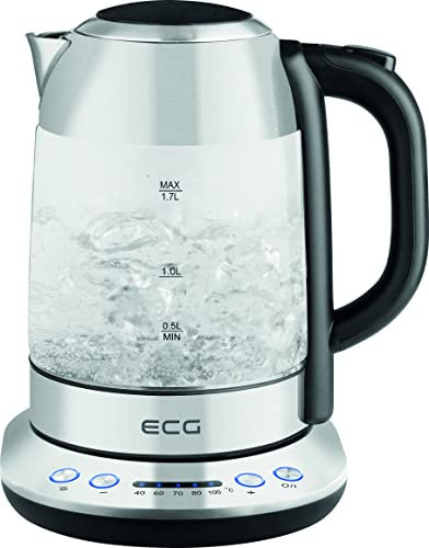 ECG RK 1781 Glass Wasserkocher, Steel Black