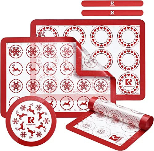 Set di 4 tappetini in silicone per teglie, tappetino in silicone riutilizzabile per alimenti perfetti per teglie per arrotolare e cuocere teglie - Macaron/biscotti/panini/pane di KITCHENRAKU KR