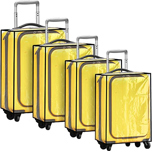 Jexine 4 Pcs Clear PVC Suitcase Protectors 4 Sizes Transparent Travel Luggage Protector Thicken Luggage Cover 18/20/ 24/28 Inches Suitcase Covers