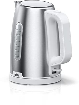 Braun PurShine Wasserkocher WK1500 WH – Teekocher mit 360° Basis, Abschaltautomatik, 1,7 L Füllmenge, 2200 Watt, Weiß