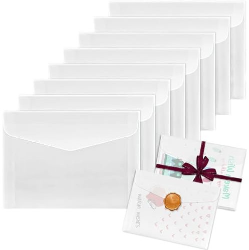 Transparente Briefumschläge,20pcs Pergamentpapier für Einladungen,Umschläge Einladungen,Durchscheinend Pergamentjacken,Sammeln von Briefmarken,Karten,Münzen,Hochzeit (22.5x15.5cm)