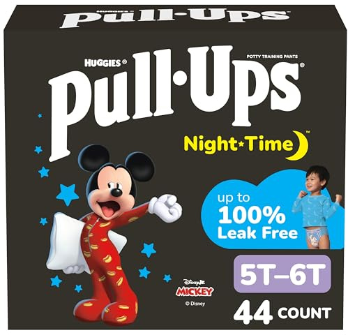 Pull-Ups Boys' Night-Time Potty Training Pants, Size 5T-6T Overnight Training Underwear (46-60 lbs), 44 Ct