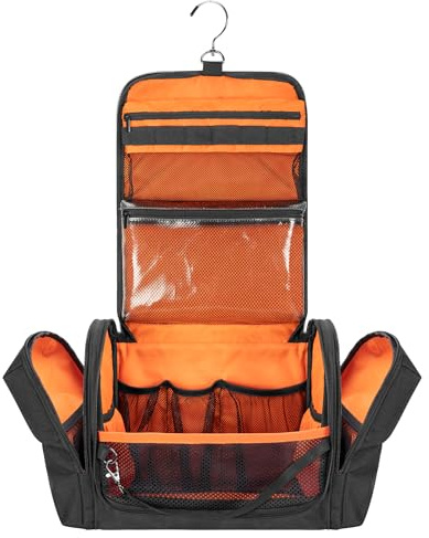 Prokva Trousse de toilette tactique de voyage pour homme, trousse d'hygiène à suspendre avec crochet pour articles de toilette et soins de rasage (sac vide), noir