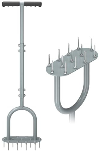 Senvert Lawn Aerator Spike Manual Yard Aerator with 13 Iron Spikes, Aerator Lawn Tool, Garden Tool for Aerating Soil